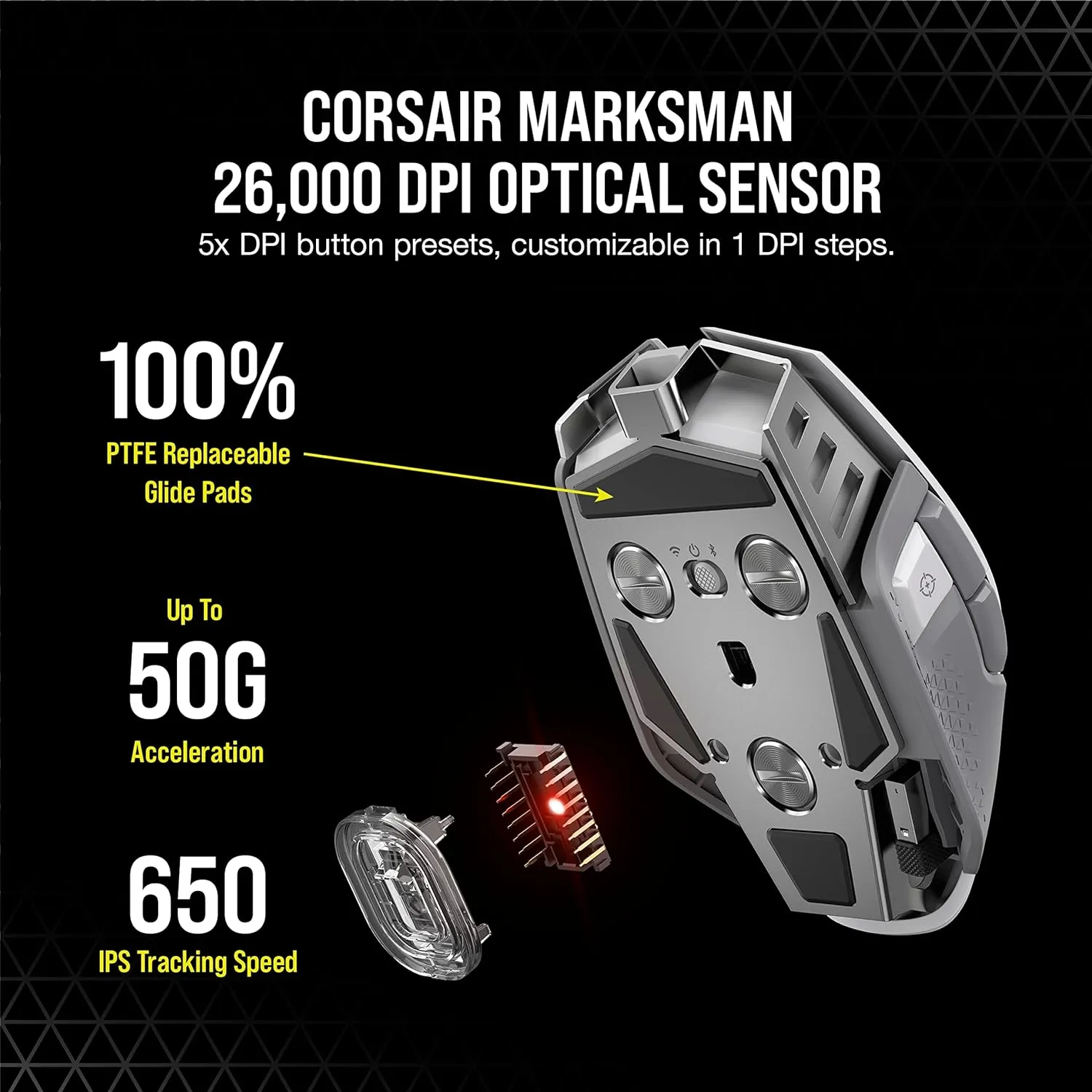 [12月聖誕優惠] Corsair M65 RGB ULTRA Wireless Tunable FPS Gaming Mouse White CH-9319511-AP2