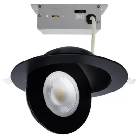 15 Watt; CCT Selectable; LED Direct Wire Downlight; Gimbaled; 6 Inch Round; Remote Driver; Black