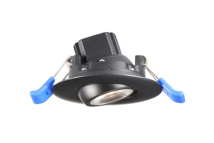 2 Inch Round Eyeball Gimbal LED Downlight - 5 Watt - 24 Volt - Not Dim - 2700 Kelvin - Black Trim - 24 Degree Beam Spread - 380 Lumen - Type IC Air-Tight Wet CRI 90 