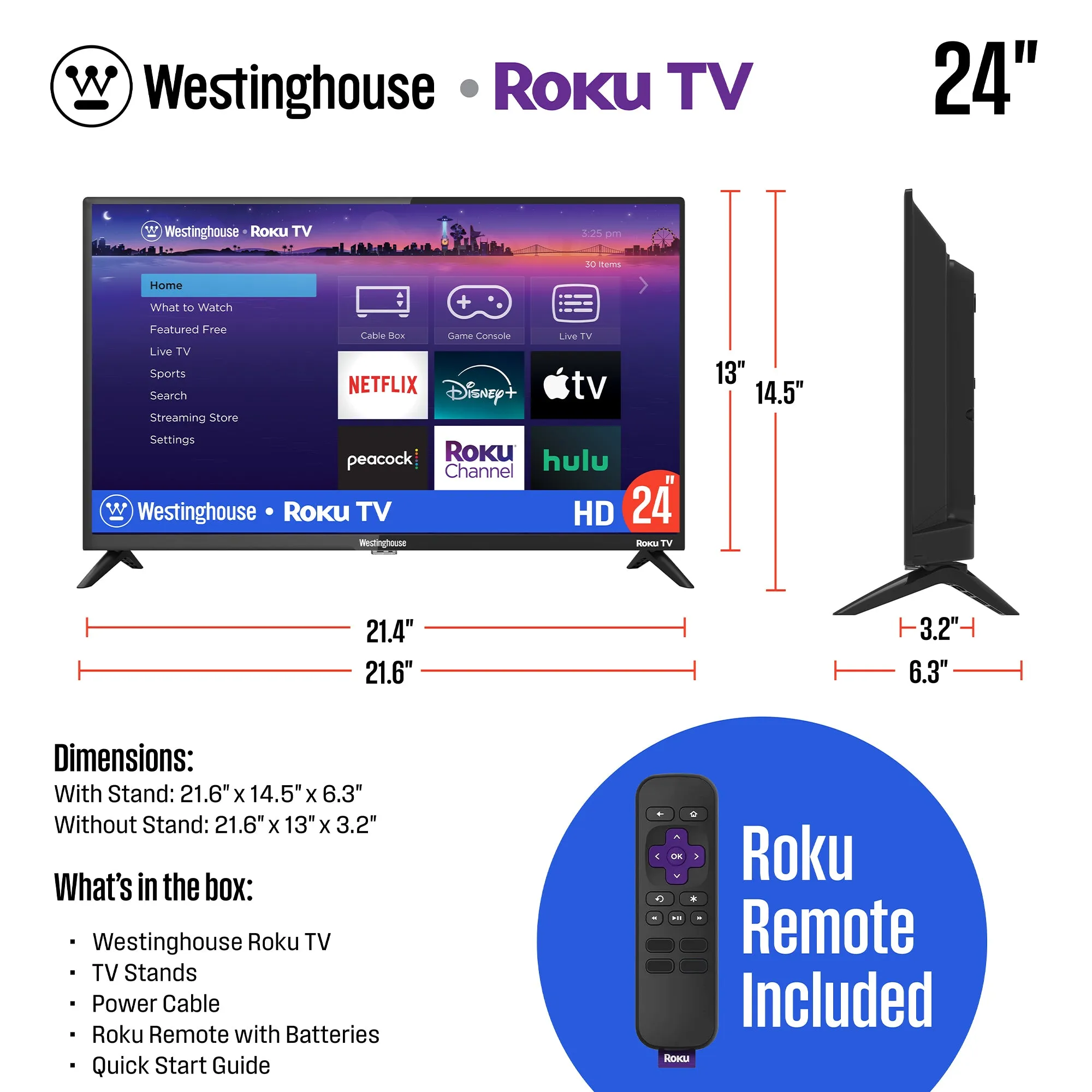 24″ HD Smart Roku TV