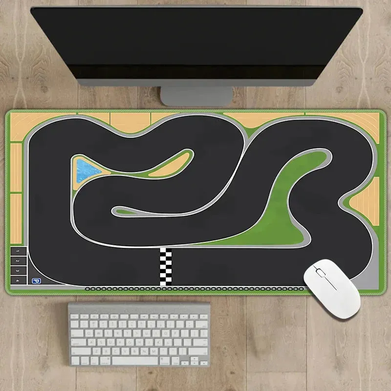 300x600mm Non-slip Rubber Mouse Pad - Multipurpose Desk Mat with RC Racing Track Design, 2mm Thickness