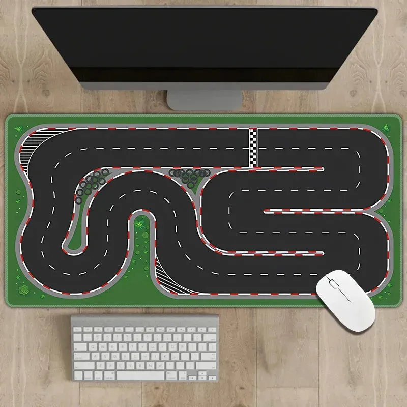 300x600mm Non-slip Rubber Mouse Pad - Multipurpose Desk Mat with RC Racing Track Design, 2mm Thickness