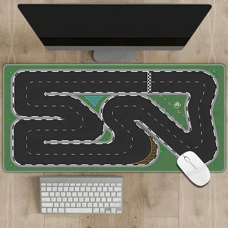 300x600mm Non-slip Rubber Mouse Pad - Multipurpose Desk Mat with RC Racing Track Design, 2mm Thickness