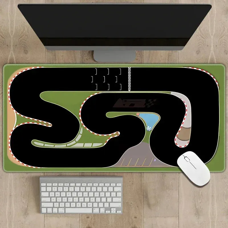 300x600mm Non-slip Rubber Mouse Pad - Multipurpose Desk Mat with RC Racing Track Design, 2mm Thickness