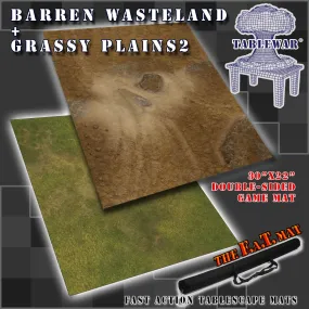 30x22" Dbl Sided 'Barren Wasteland'   'Grassy Plains 2' F.A.T. Mat Gaming Mat