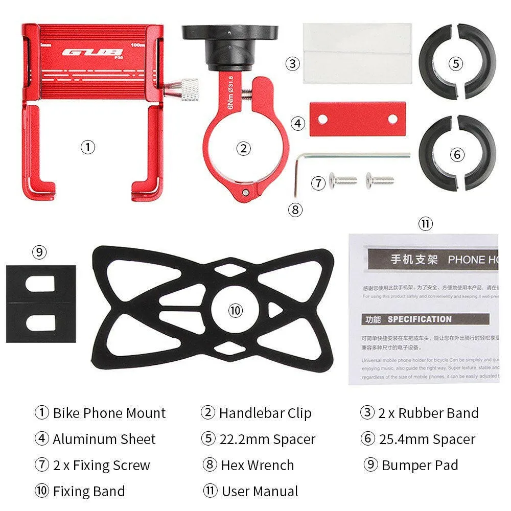 360 Degree Rotating Mountian Bike Phone Mount Universal Adjustable Bicycle Handlebar Cell Phone GPS Mount Holder Bracket Cradle Clamp