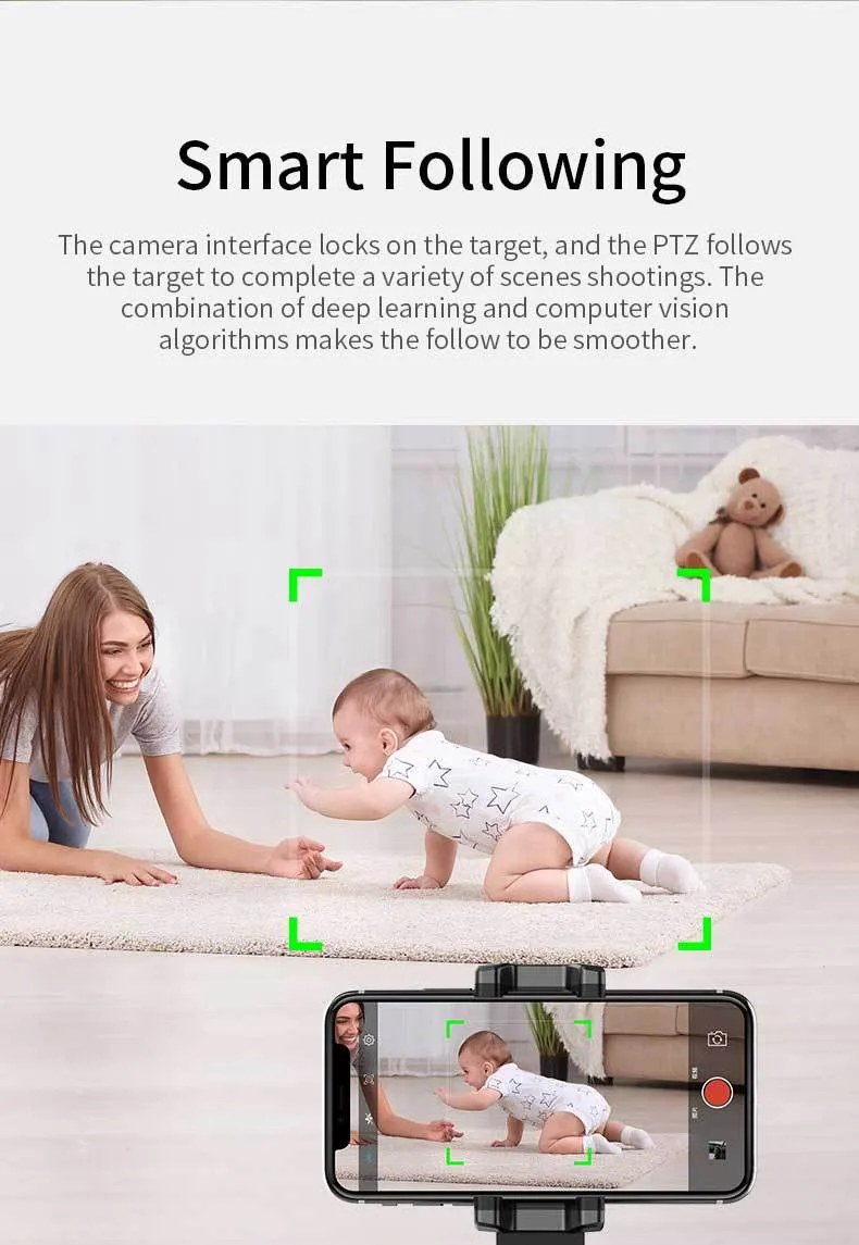 360 Rotating Smart AI Gimbal / Video Recording / Motion Tracking