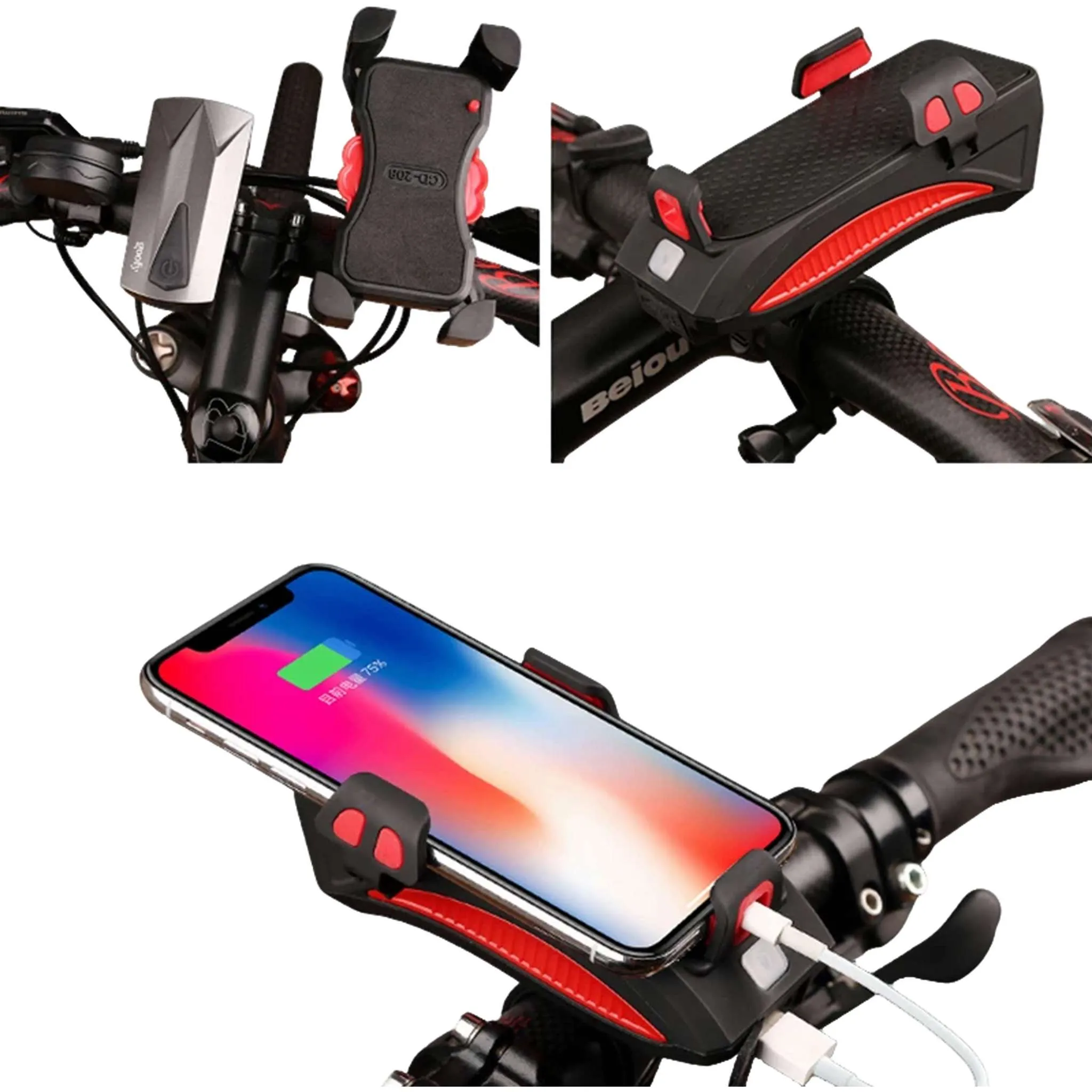 4-in-1 Multifunctional Bike Light with Phone Holder, Horn, and Power Bank - Ultimate Cycling Companion