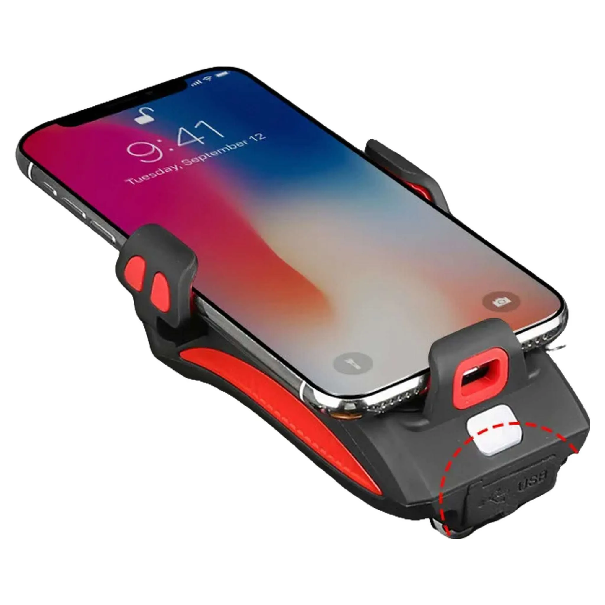 4-in-1 Multifunctional Bike Light with Phone Holder, Horn, and Power Bank - Ultimate Cycling Companion