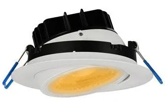 4 Inch Round Eyeball Gimbal LED Downlight - High Output -15 Watt - 3500 Kelvin - White Trim - 38 Degree Beam Spread - 1250 Lumen - Type IC Air-Tight Wet ES CRI 90 