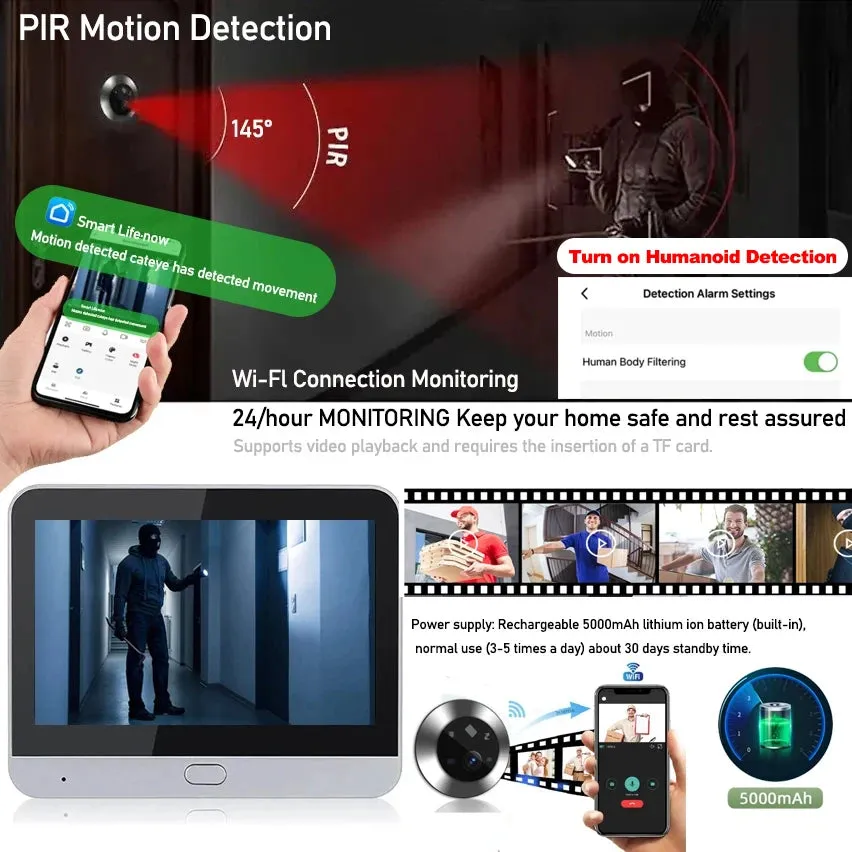 4.3 Video Peephole Wi-Fi Doorbell Camera