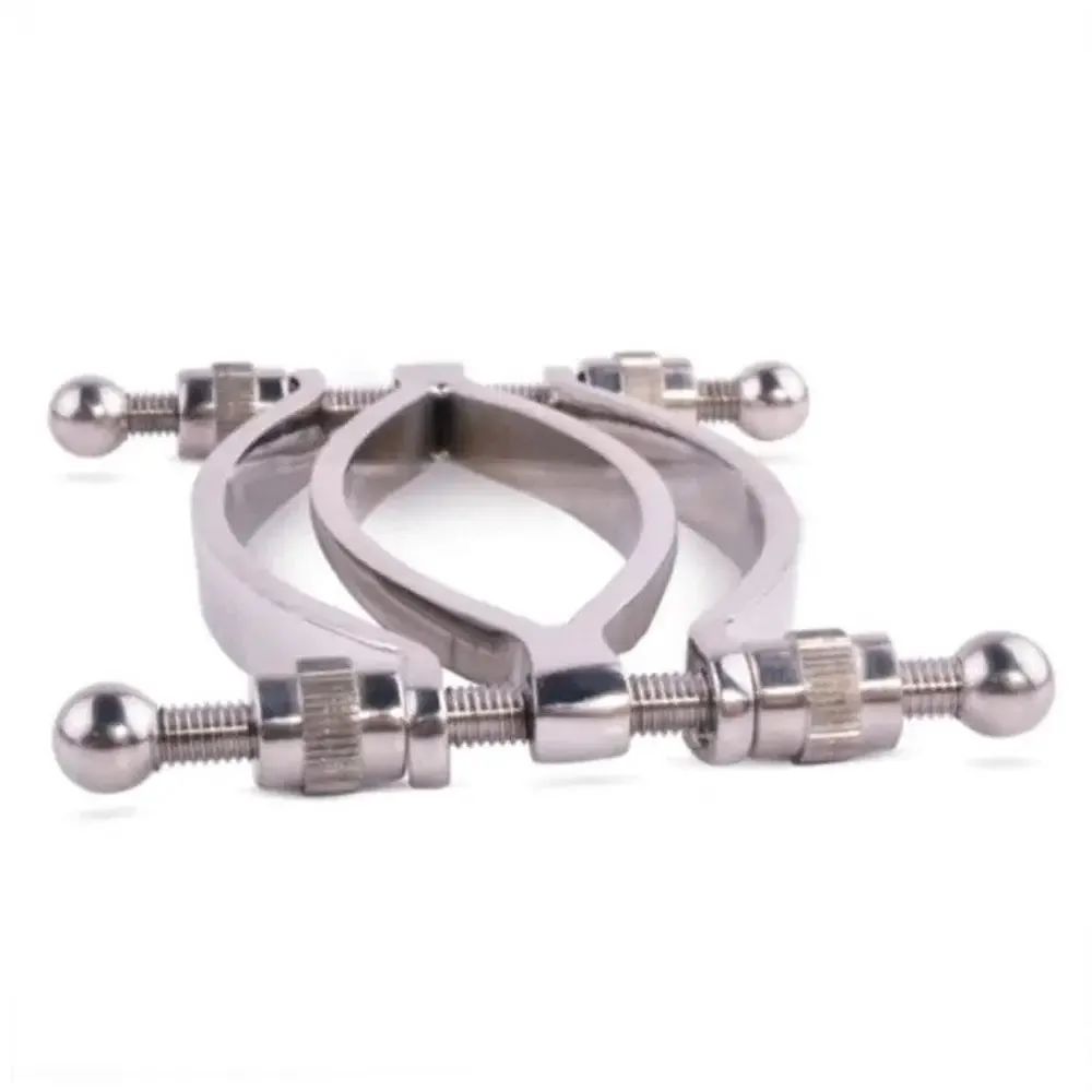 4.5 Inch Shots Toys Stainless Steel Silver Bondage Pussy Clamp