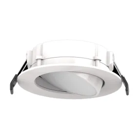 4" Gimbal Wafer LED Canless Recessed Light, 700 Lumens, Selectable 2700K to 5000K, White Finish