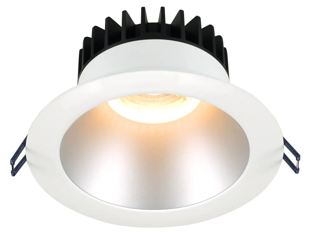 6 Inch Round Deep Regressed LED Downlight - High Output -30 Watt - Silver Reflector - White Trim - 3000 Kelvin - 38 Degree Beam Spread - 2700 Lumen - Type IC Air-Tight Wet Plenum ES CRI 90 