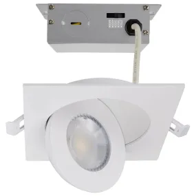 9 Watt; CCT Selectable; LED 4 Inch White Square Eyeball Downlight