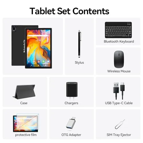 Android 13 Tablet 2024 Newest 10 inch Octa-Core Tablet, 128GB ROM 16GB RAM (8 8 Virtual) 1TB Expand, 5G WiFi Tablet with 13MP 8MP Camera, 8000 mAh Battery, 2 in 1 Tablet with Keyboard, Mouse, Case