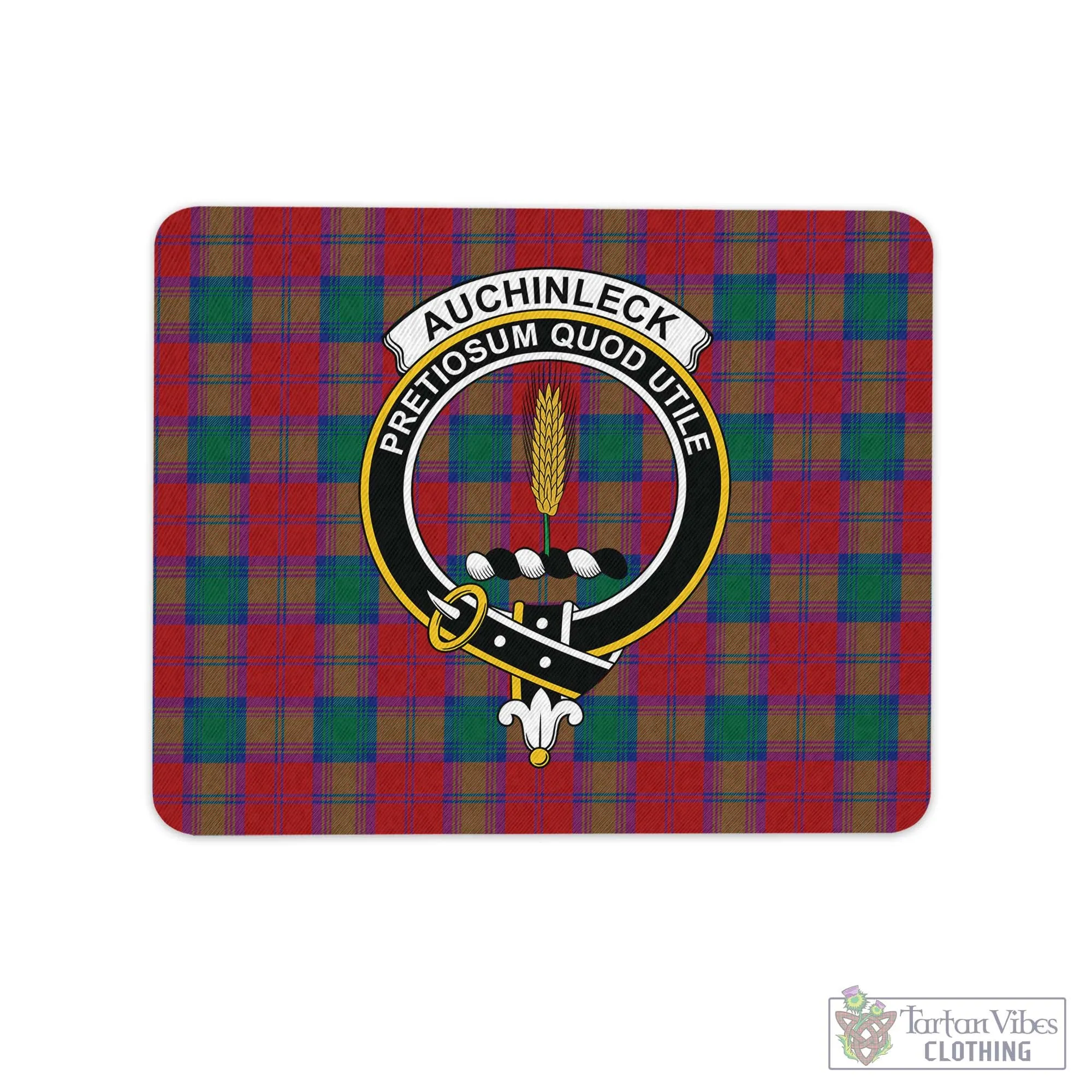 Auchinleck (Affleck) Tartan Mouse Pad with Family Crest