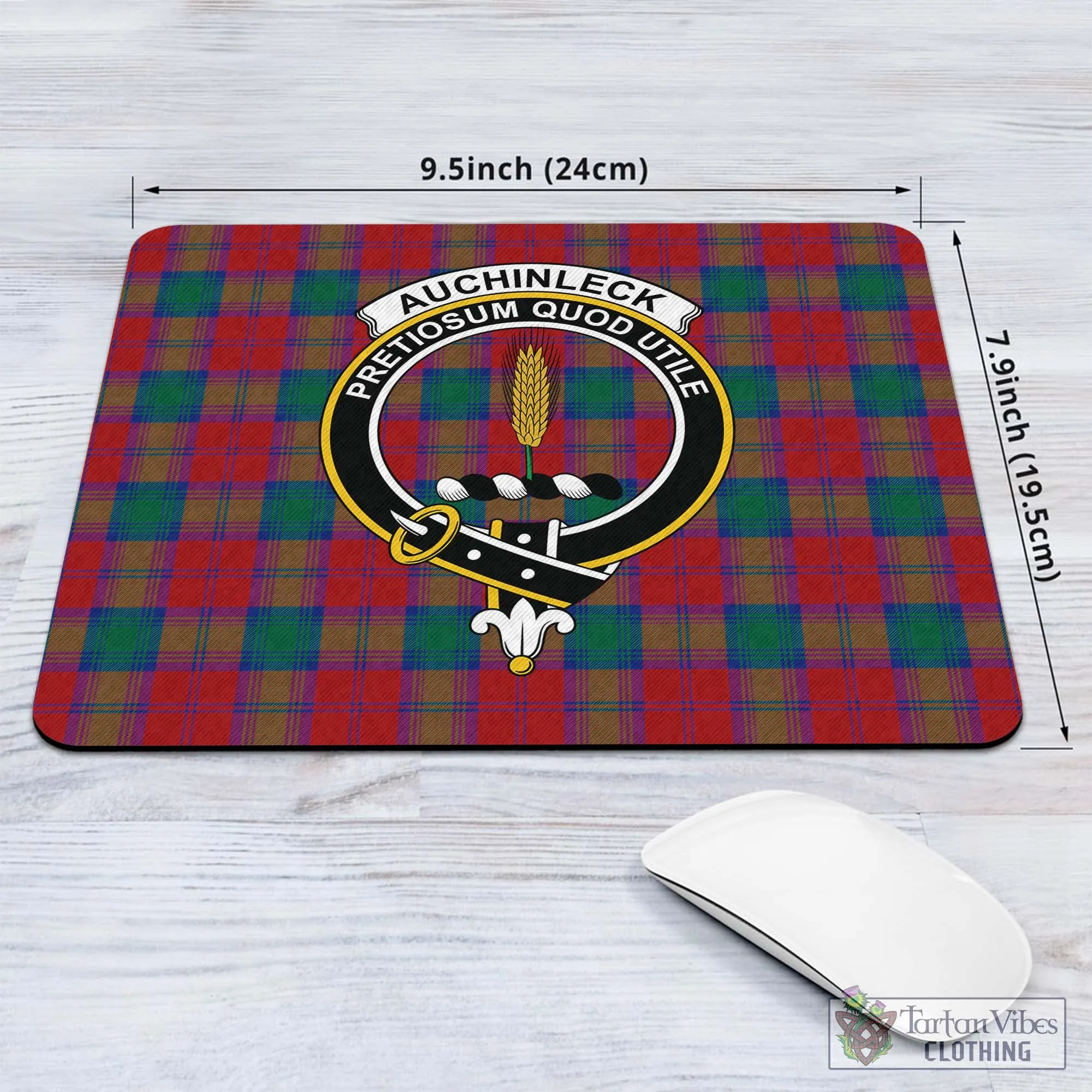 Auchinleck (Affleck) Tartan Mouse Pad with Family Crest