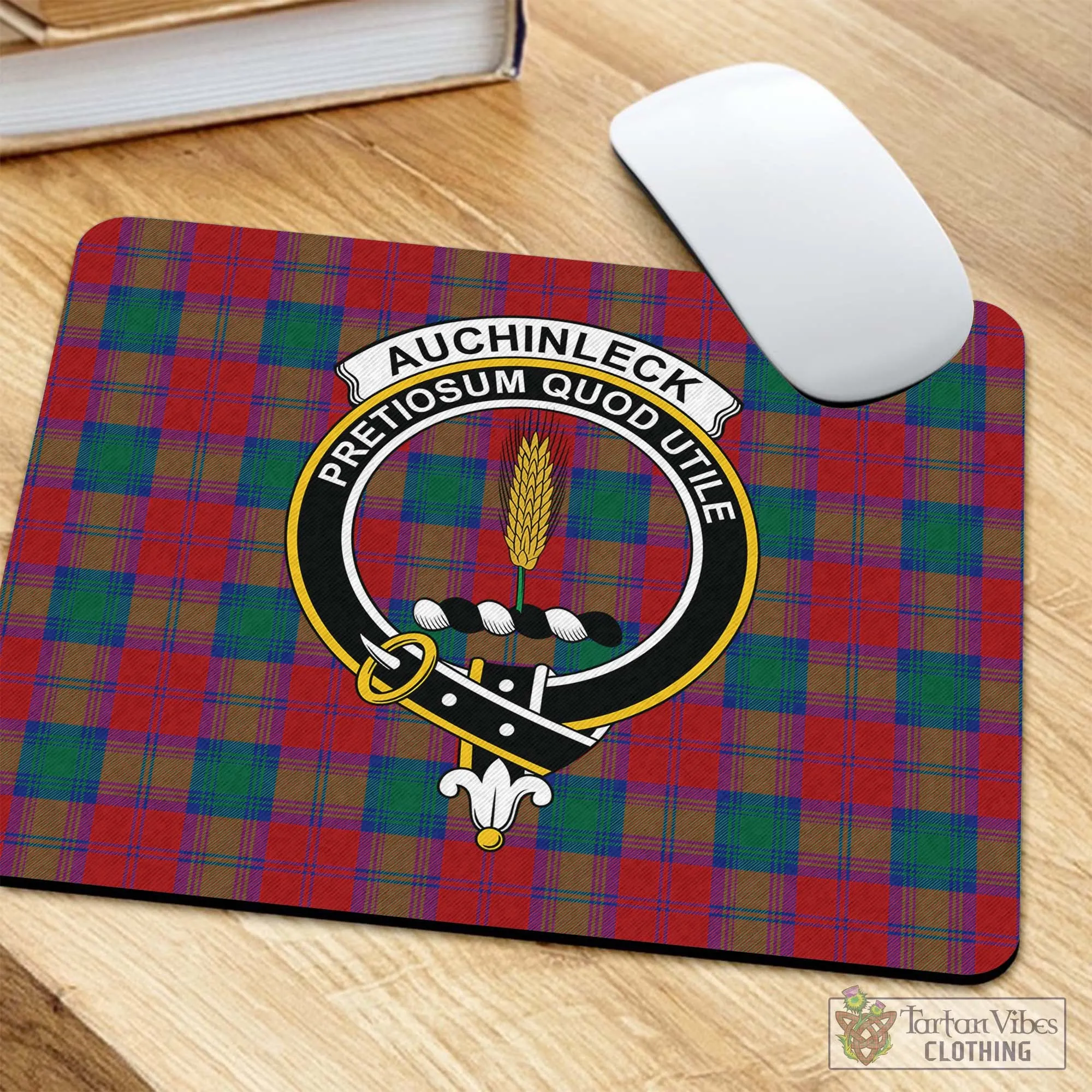 Auchinleck (Affleck) Tartan Mouse Pad with Family Crest