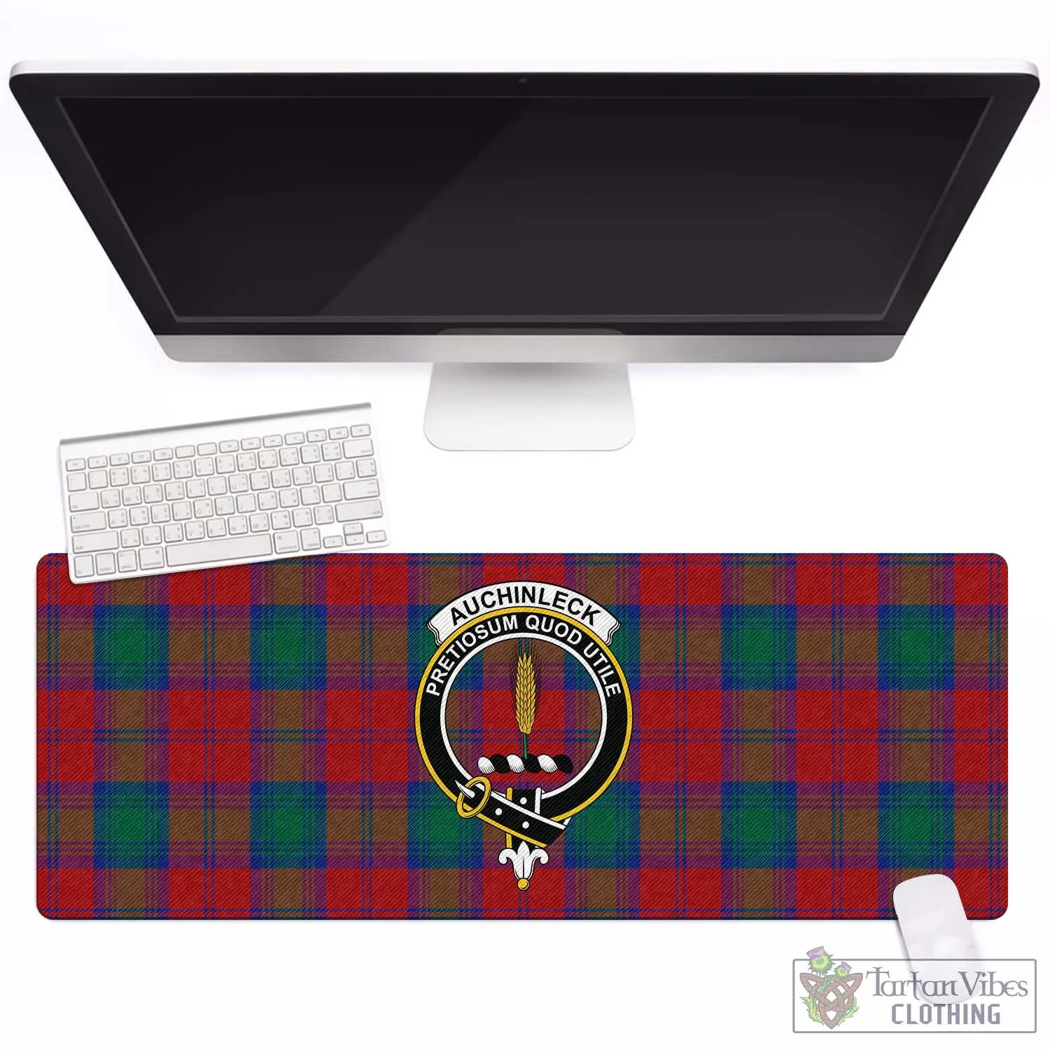 Auchinleck (Affleck) Tartan Mouse Pad with Family Crest