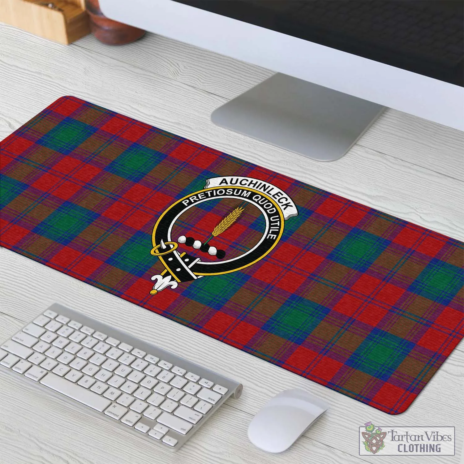 Auchinleck (Affleck) Tartan Mouse Pad with Family Crest