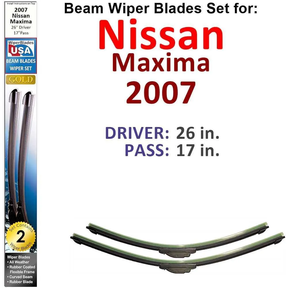 Beam Wiper Blades for 2007 Nissan Maxima (Set of 2)