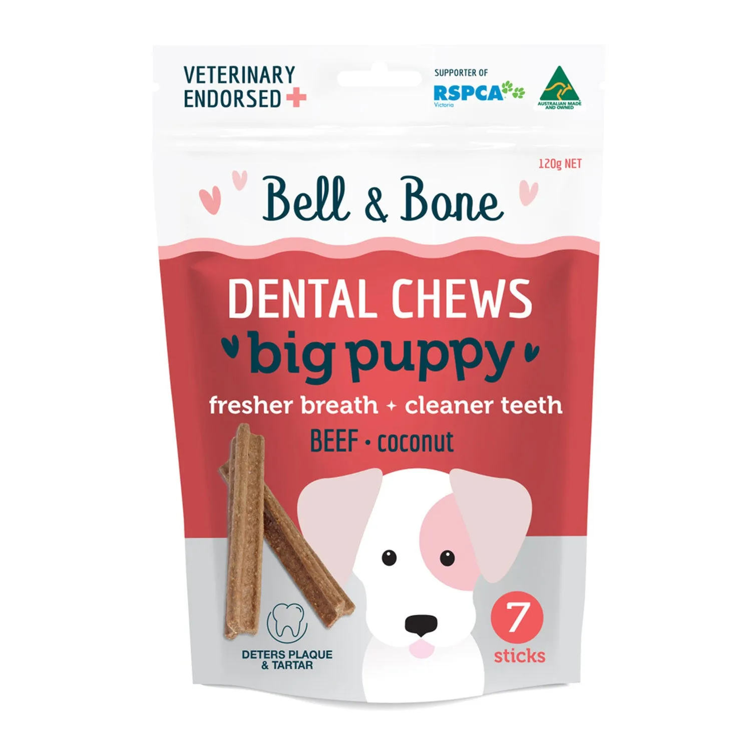 Bell & Bone Beef & Coconut Big Puppy Dental Dog Treats 7pc