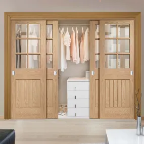 Bespoke Suffolk Oak 6 Pane Glazed 4 Door Maximal Wardrobe and Frame Kit - Prefinished