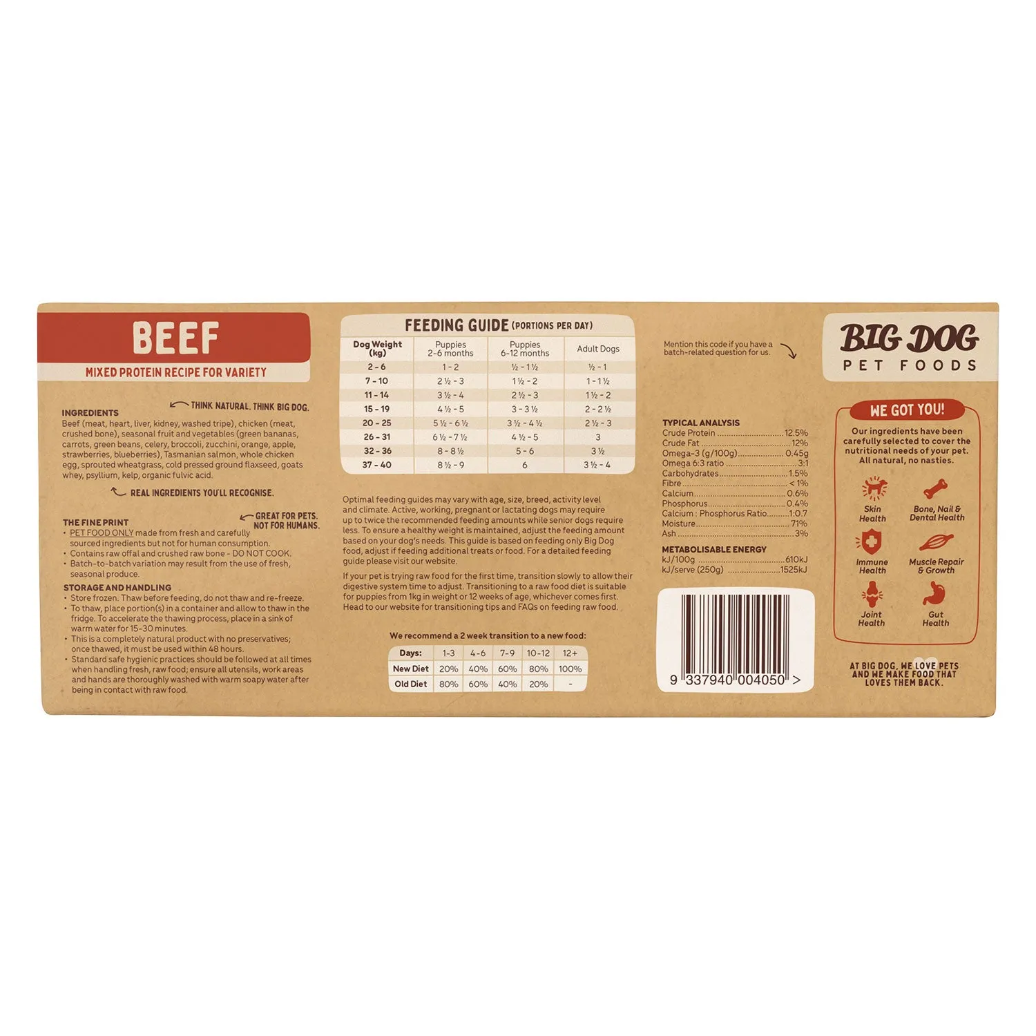 Big Dog Beef Raw Dog Food 3kg