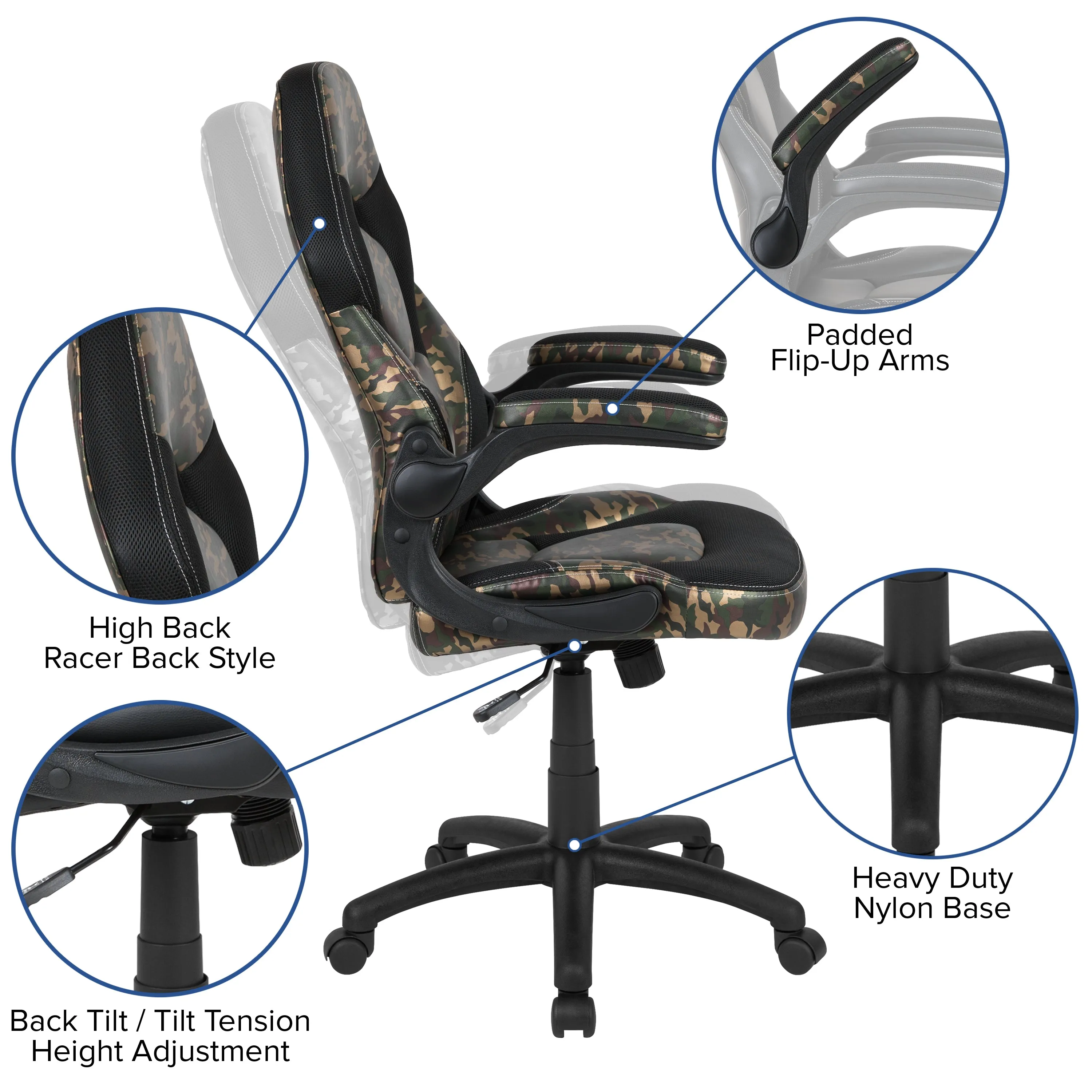 Black Gaming Desk & Chair Set BLN-X10D1904L-CAM-GG