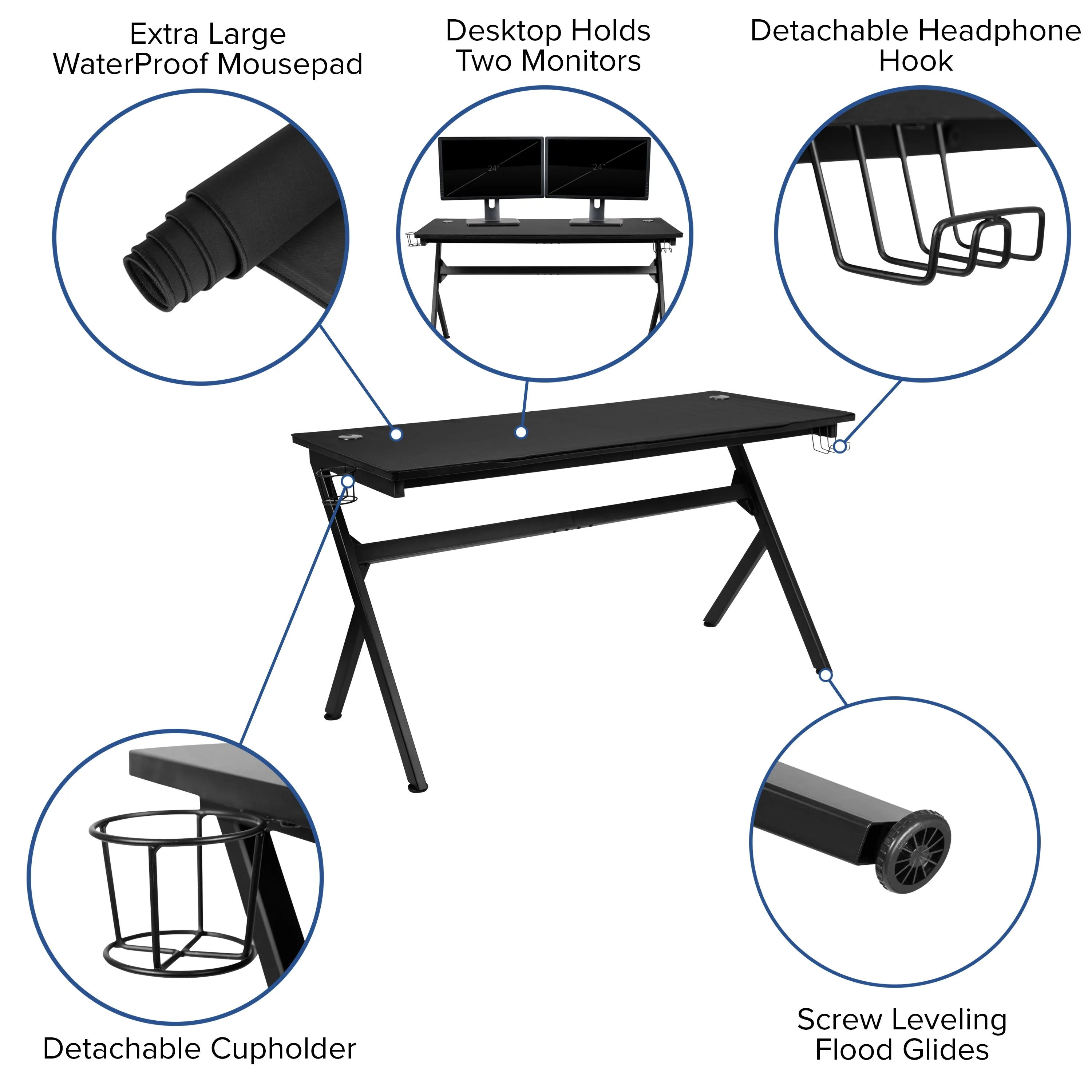 Black Gaming Desk & Chair Set BLN-X10D1904L-CAM-GG