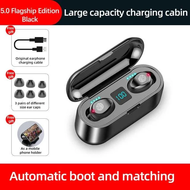 Bluetooth V5.0 Earphone Wireless Earbuds headset 2000 mAh Power For iPhone Xiaomi