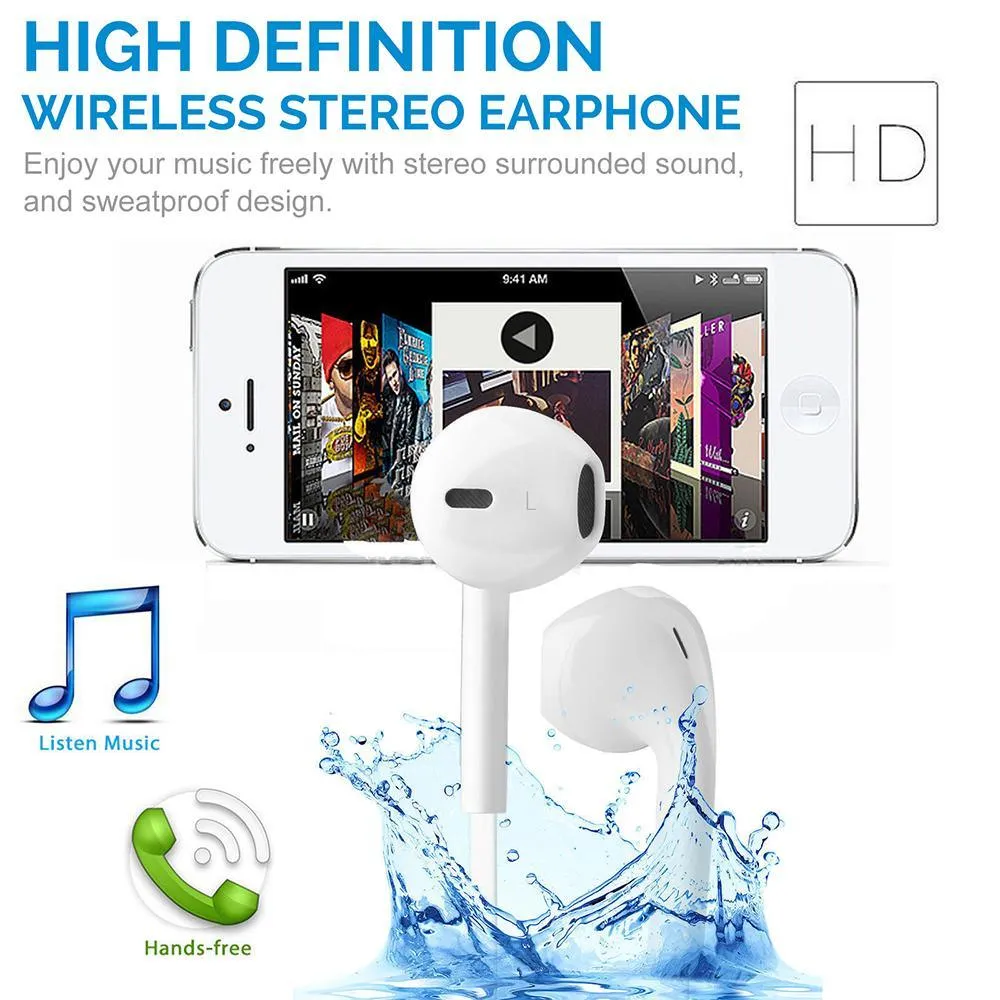 Bluetooth Wireless Hands-free Sweat-proof Sports Earbud Headphones with Multi-function Controls by Modes (White)