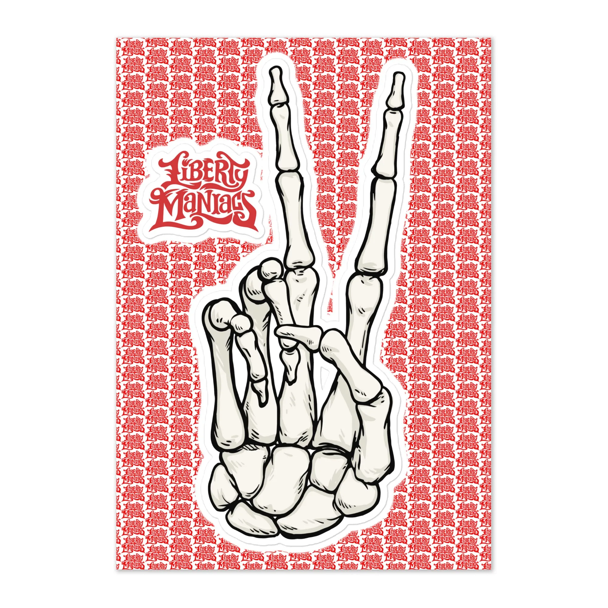 Bone Hand Peace Sign Sticker