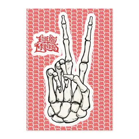 Bone Hand Peace Sign Sticker