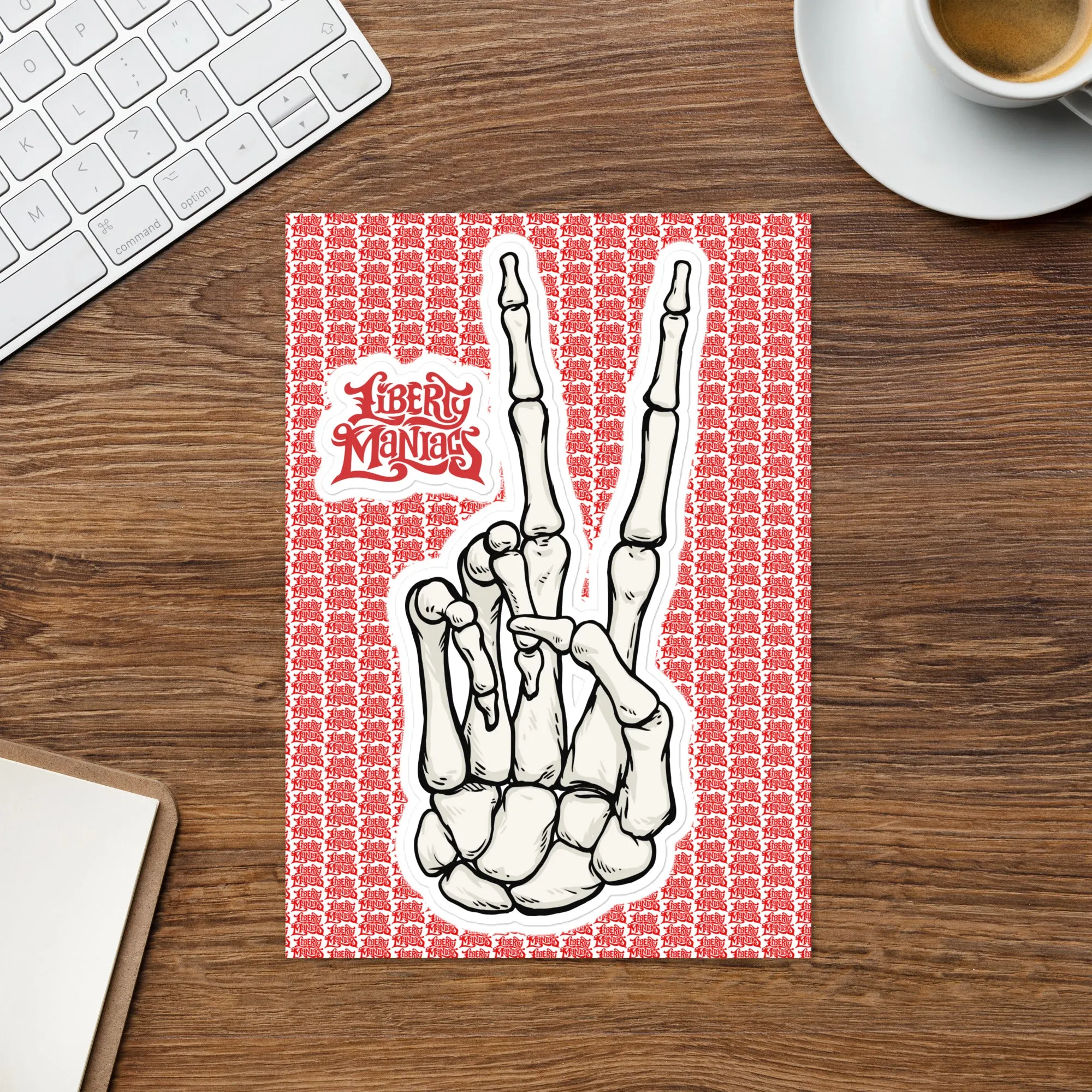 Bone Hand Peace Sign Sticker