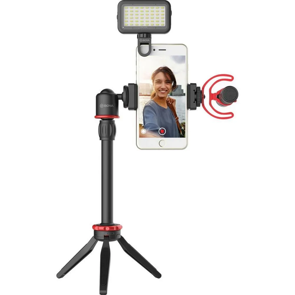 BOYA BY-VG350 Smartphone Vlogger Kit Plus with BY-MM1  Mic, LED Light, & Accessories