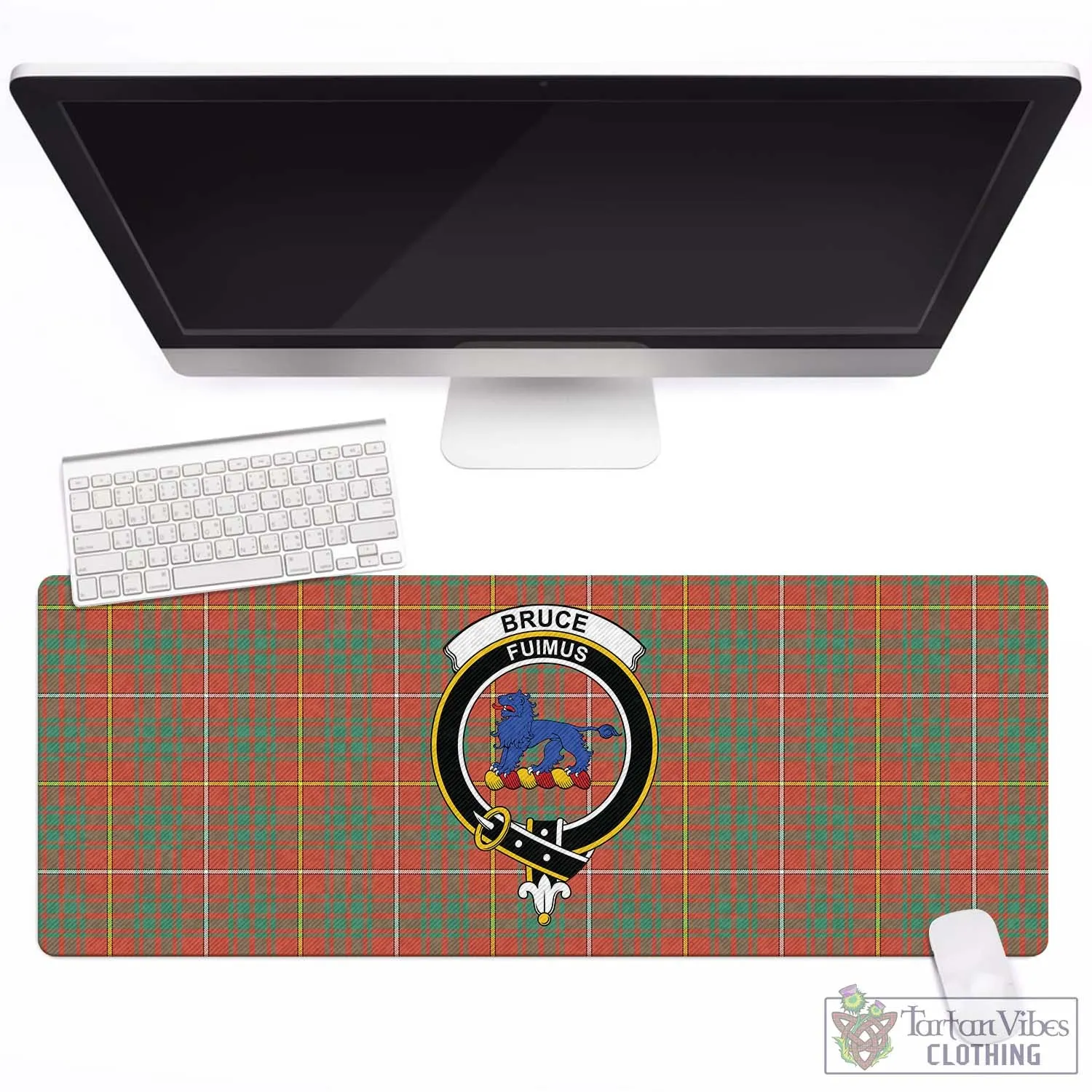 Bruce Ancient Tartan Mouse Pad with Family Crest