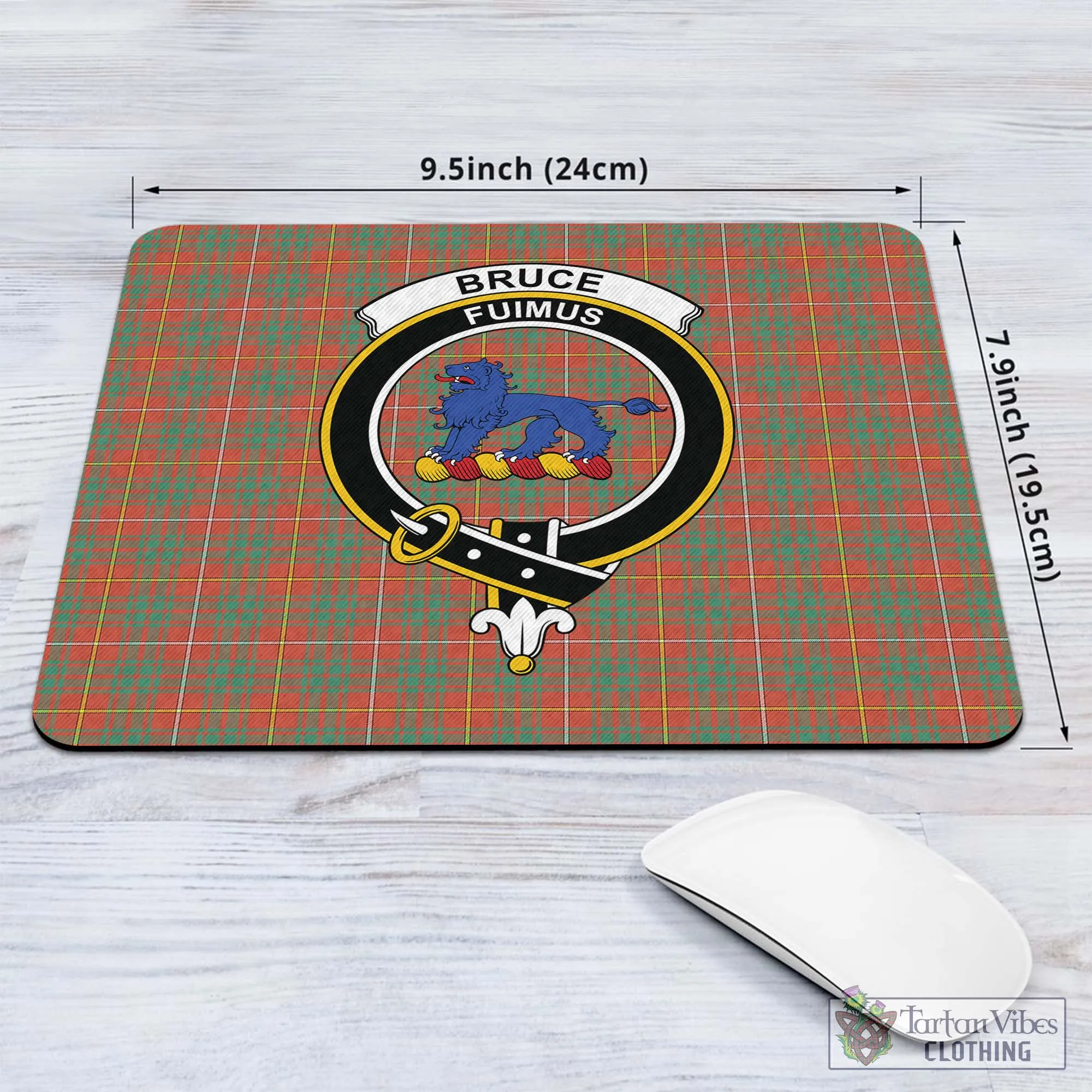 Bruce Ancient Tartan Mouse Pad with Family Crest