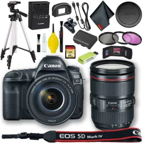 Canon EOS 5D Mark IV DSLR Camera with 24-105mm f/4L II Lens (International Model)   64GB Standard Bundle