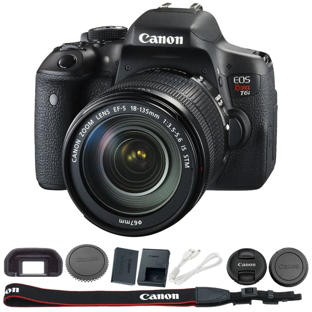 Canon EOS Rebel T6i Digital SLR with EF-S 18-135mm IS STM Lens - Wi-Fi Enabled