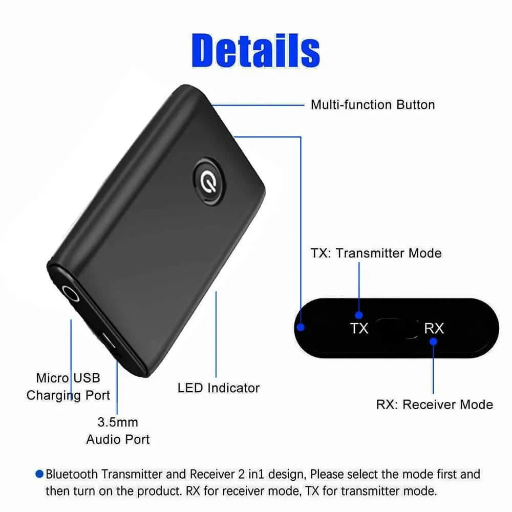 Car Bluetooth Receiver Transmitter Audio Adapter