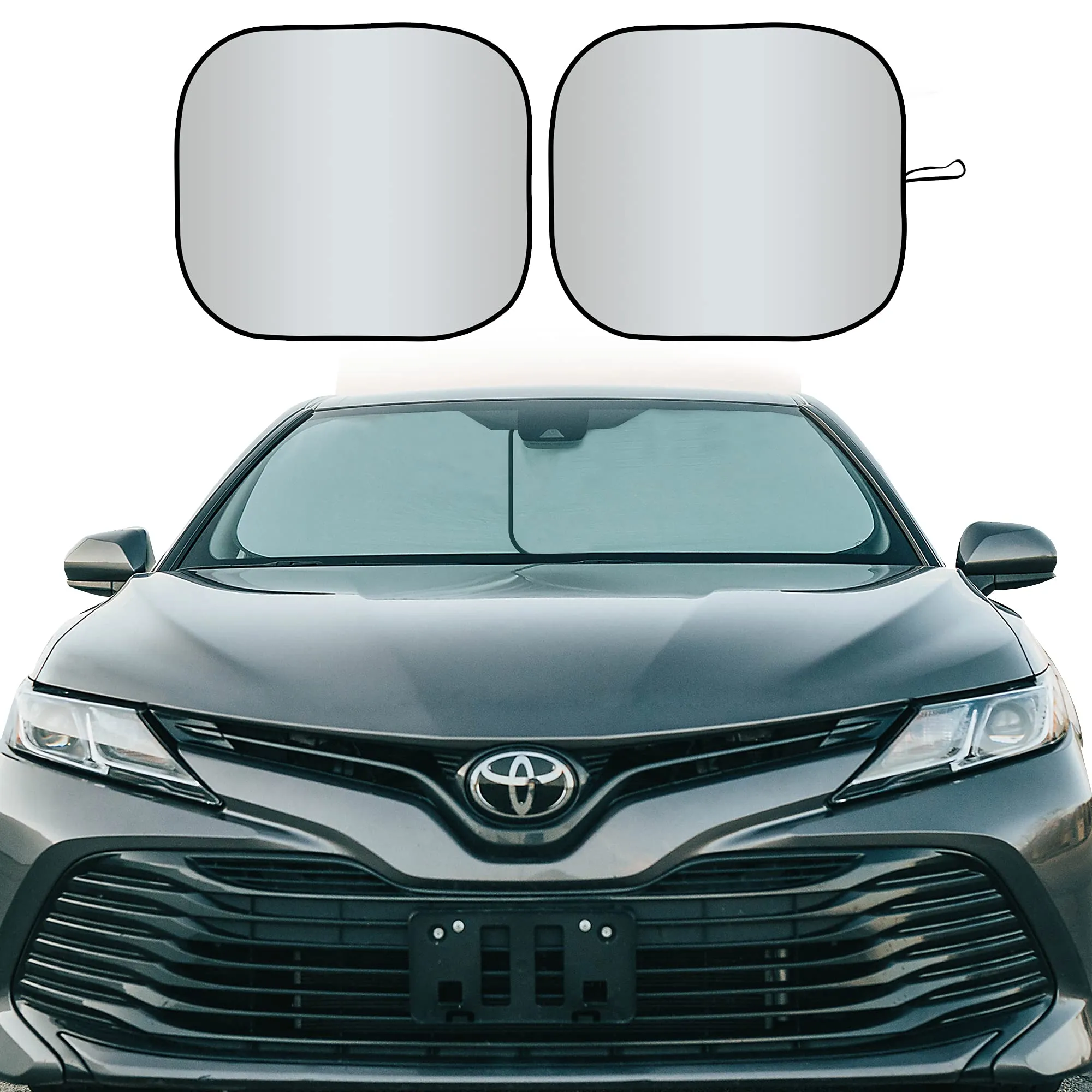 Car Sunshades For Windshield With Bonus Drawstring Pouch Bag With Woven Logo. Premium