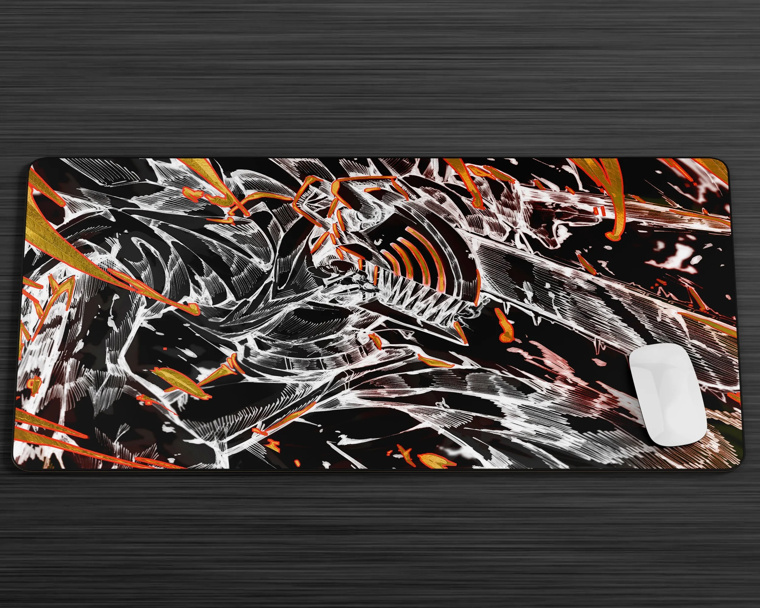 Chainsaw Man Denji Black and White Gaming Mouse Pad