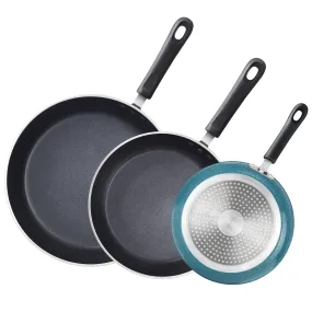 Cook N Home Nonstick Saute Fry Pan Skillet Set, 8, 9.5, and 11-Inch Kitchen Cooking Frying Saute Pan, Induction Compatible, Turquoise, 3-Piece