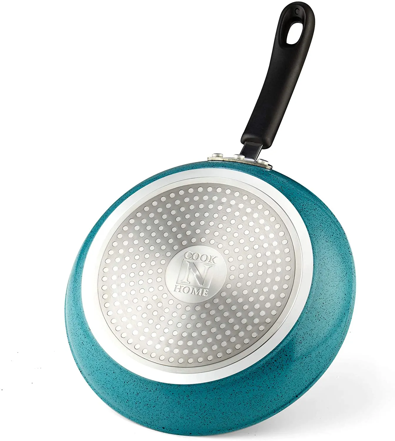 Cook N Home Nonstick Saute Fry Pan Skillet Set, 8, 9.5, and 11-Inch Kitchen Cooking Frying Saute Pan, Induction Compatible, Turquoise, 3-Piece