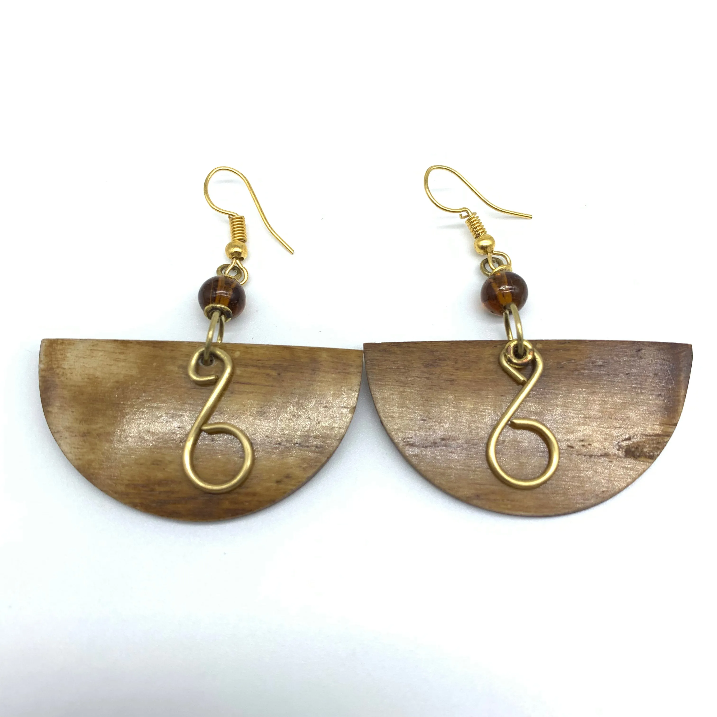 Cow Bone Earrings-Sela Brown Varation 4