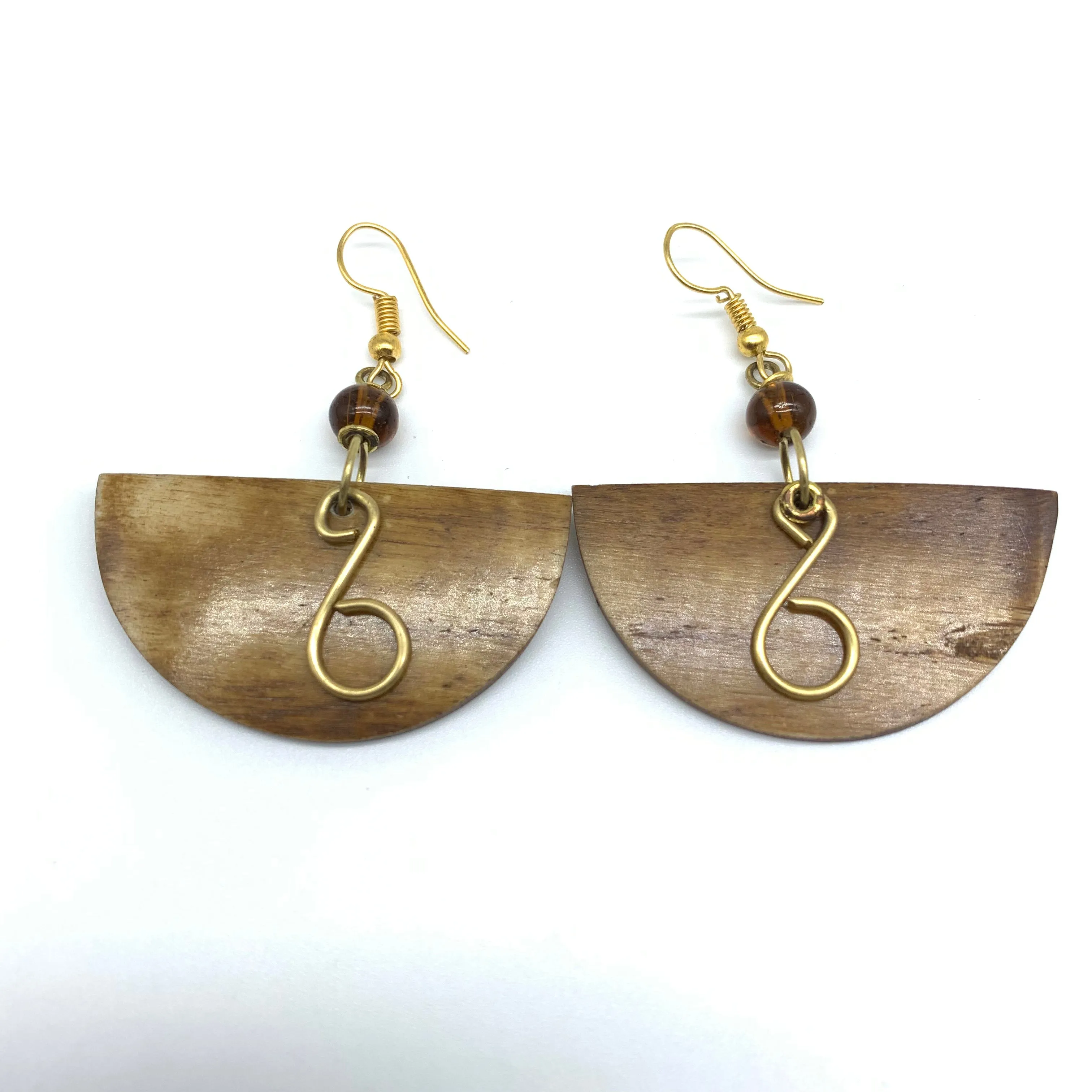 Cow Bone Earrings-Sela Brown Varation 4