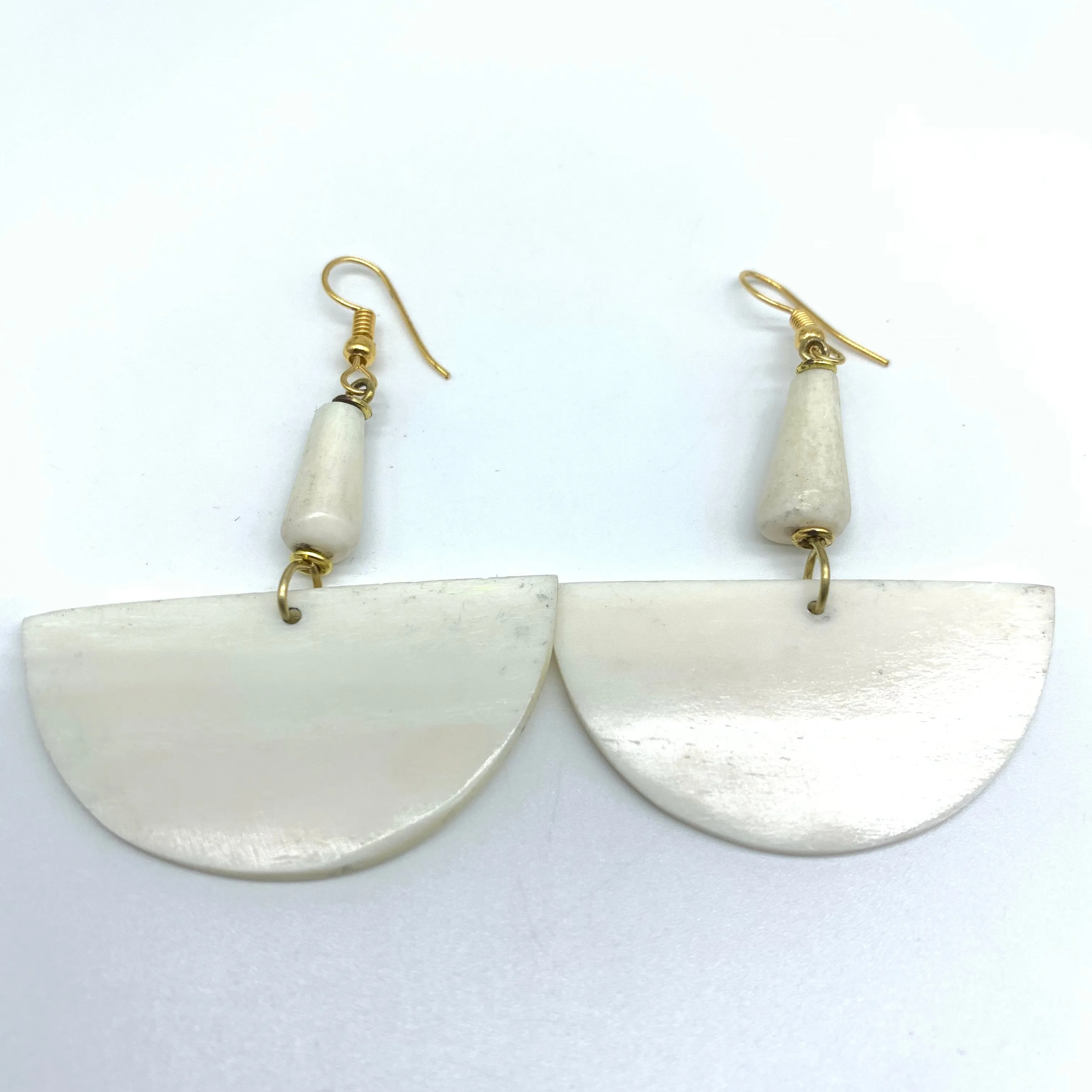 Cow Bone Earrings-Sela White Varation