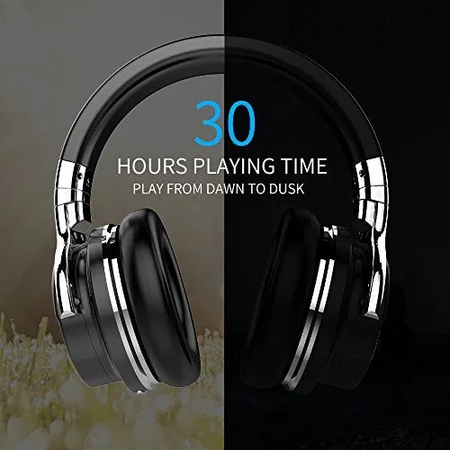 COWIN E7 Active Noise Cancelling Bluetooth Headphones with Microphone Hi-Fi Deep Bass Wireless Headphones Over Ear, Comfortable Protein Earpads, 30H Playtime for Travel Work TV Computer Iphone - Black